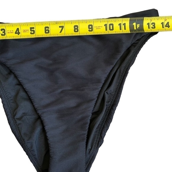 NWT J. Crew Ribbed High Rise Cheeky Bikini Bottom Black Retro 80s Style Sz S - Picture 13 of 14